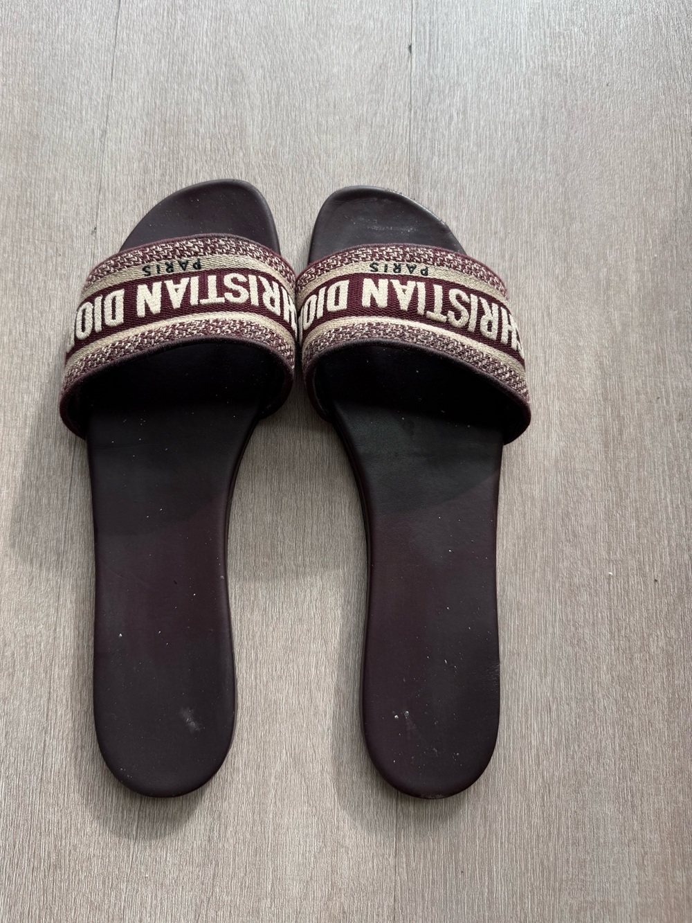 Dior Burgundy Logo Slide Sandals